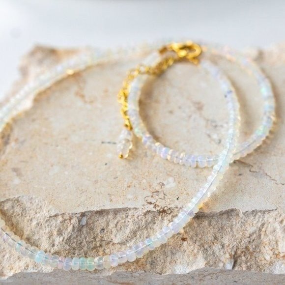 STUNNING AAA FIRE OPAL Beaded Necklace GORGEOUS Ethiopian FIRE Opals 3-4mm - Picture 7 of 14